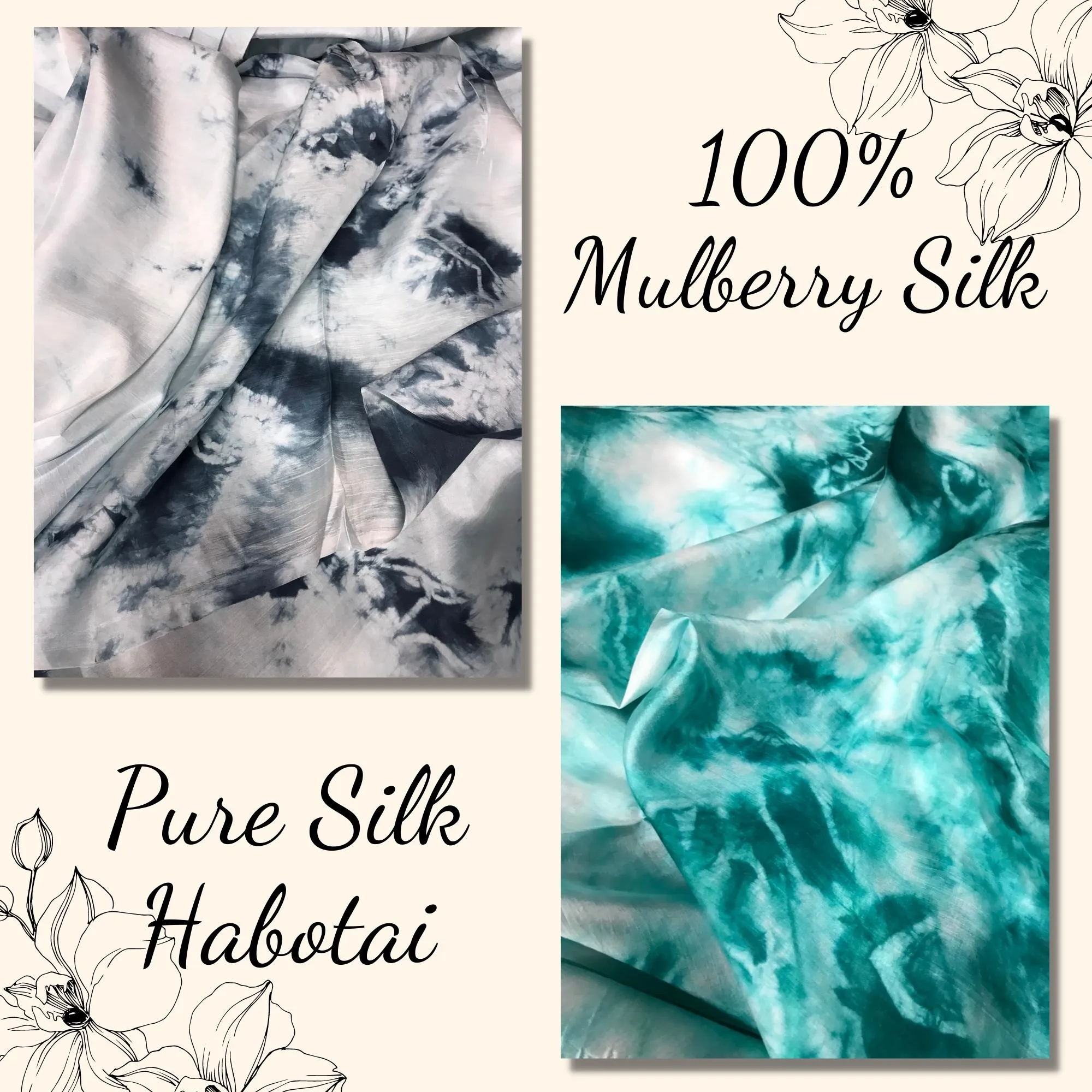 100% Mulberry Silk Habotai fabric by the yard - Blue and Green Silk Habotai - Lining Fabric for Skirt, Scarf - Silk for clothes  - Gift for her – Lining silk fabric