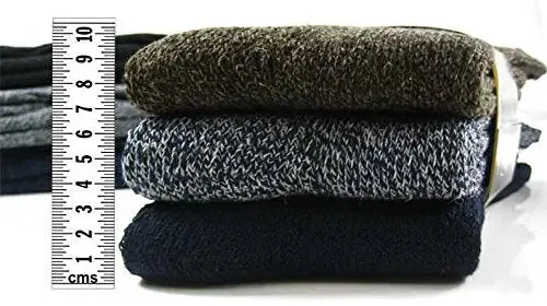 6 pairs Mens Lambs Wool Blend Thermal Non-elastic socks. Cushion foot, smooth toe seam.(077-NE-Wool-Asst)