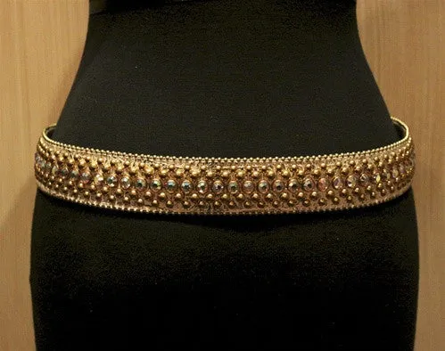 B.B. Simon Gold Swarovski Crystal Studded Western Belt