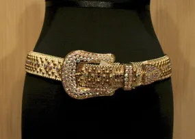 B.B. Simon Gold Swarovski Crystal Studded Western Belt