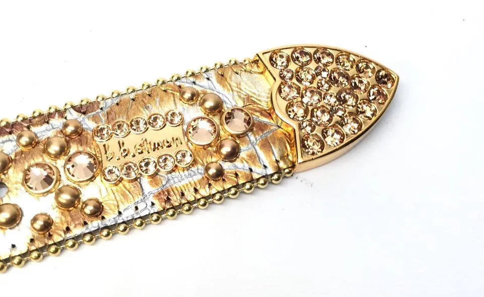 b.b. Simon Metallic Gold Crystal Belt