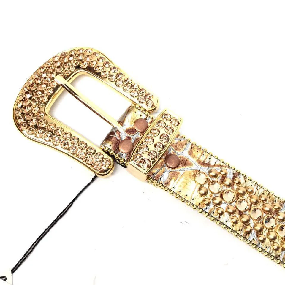 b.b. Simon Metallic Gold Crystal Belt