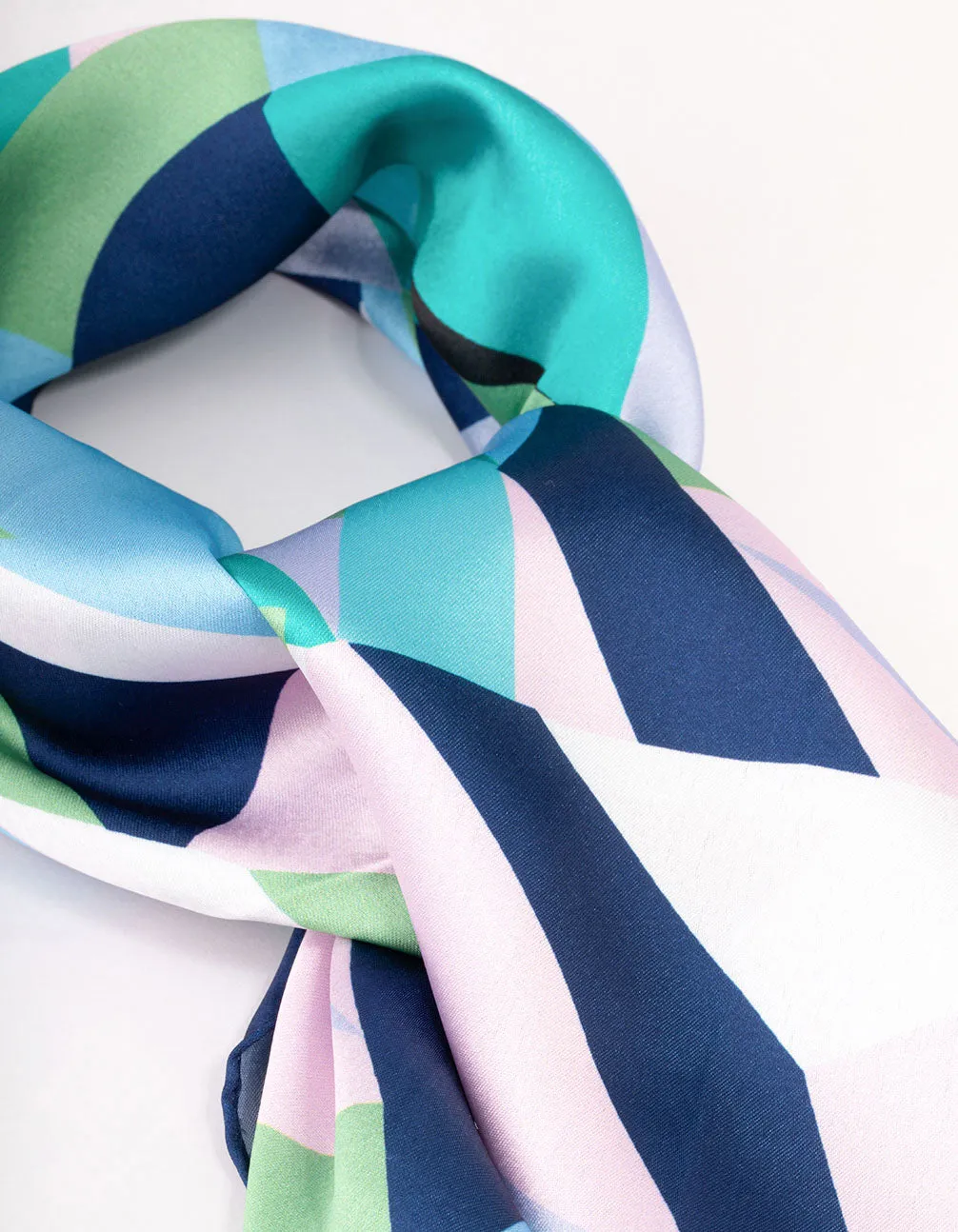 Blue Fabric Geometric Printed Scarf