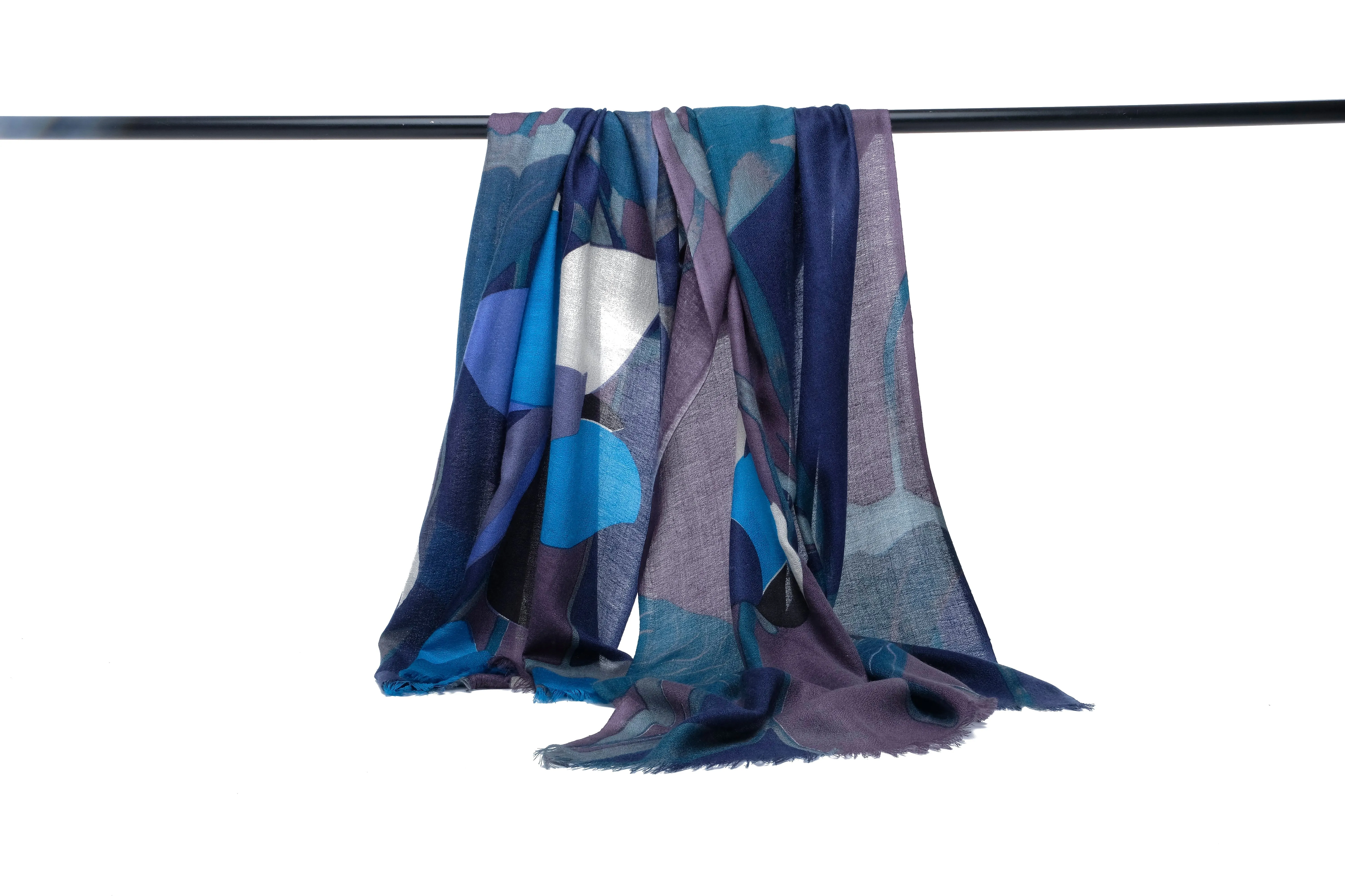 Blue Lotus Silk Cashmere Scarf