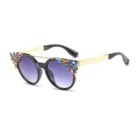 Cat Eye Fancy Rhinestones Sunglasses