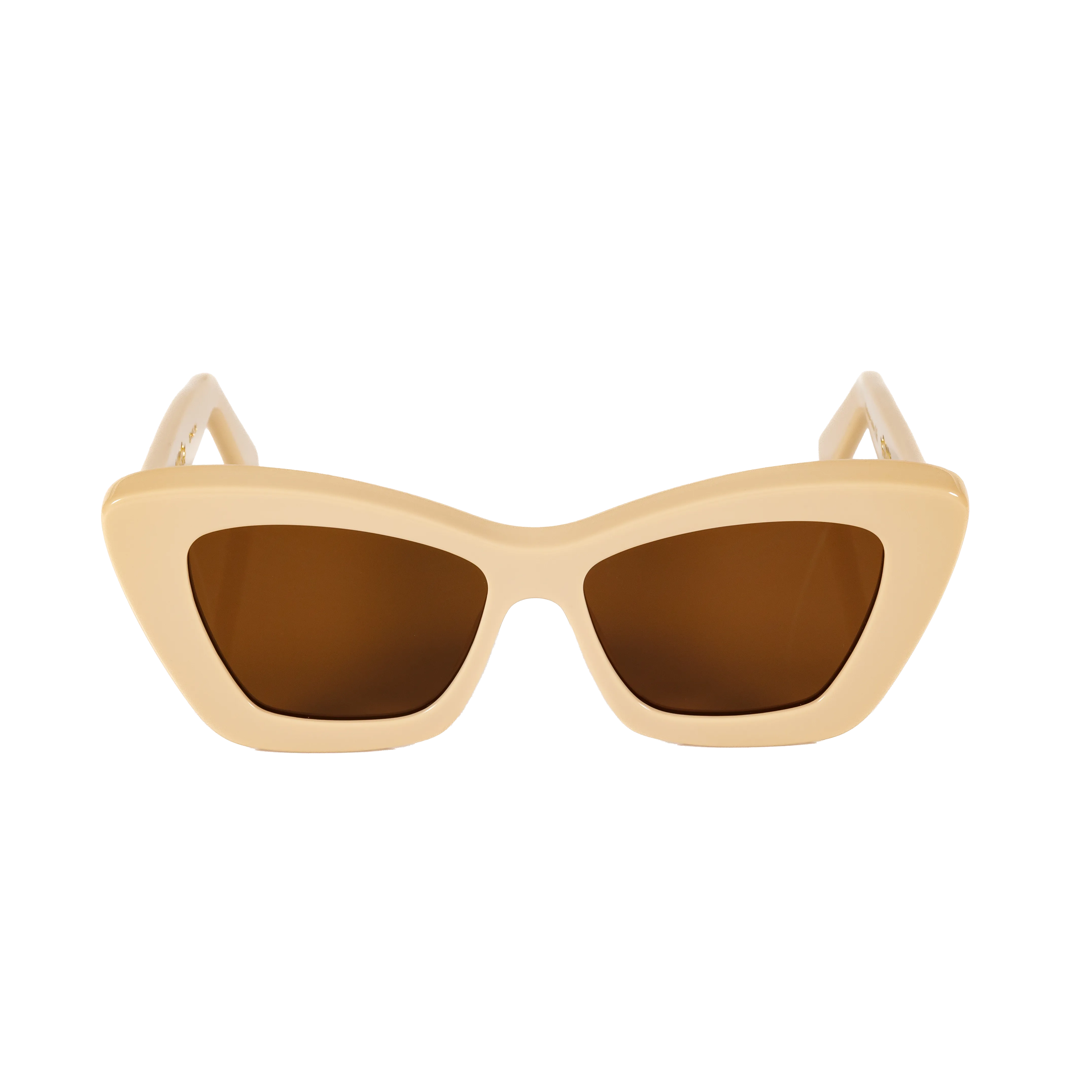 Cat-Eye Sunglasses in Ivory, Brown Lenses