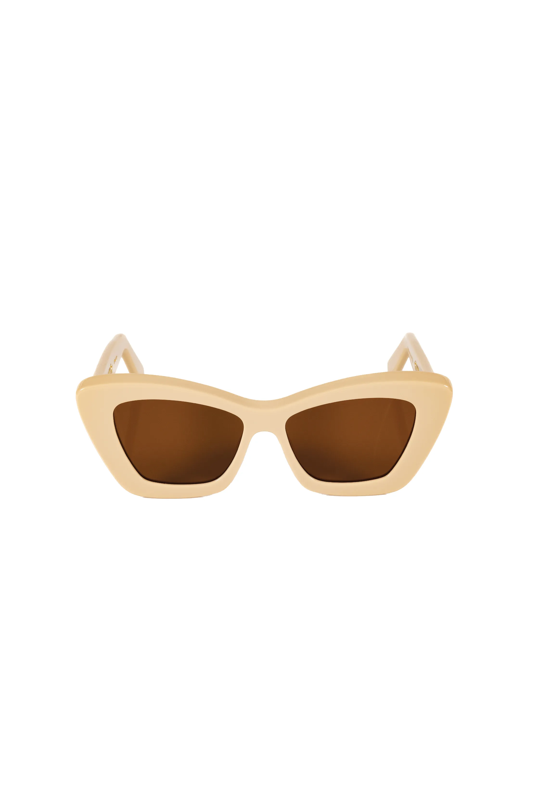 Cat-Eye Sunglasses in Ivory, Brown Lenses