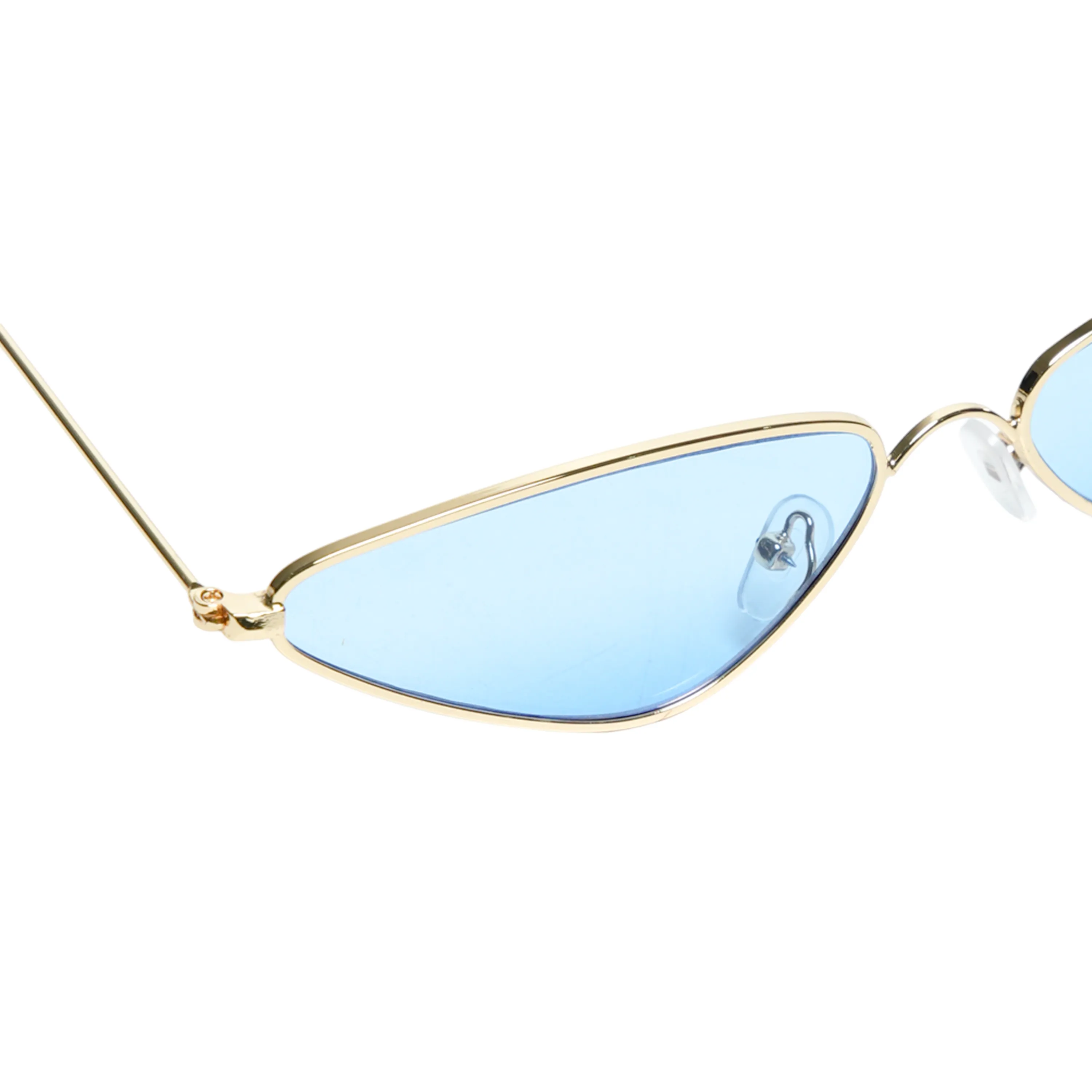 Chokore Triangular Cat-eye Metal Sunglasses (Blue & Gold)