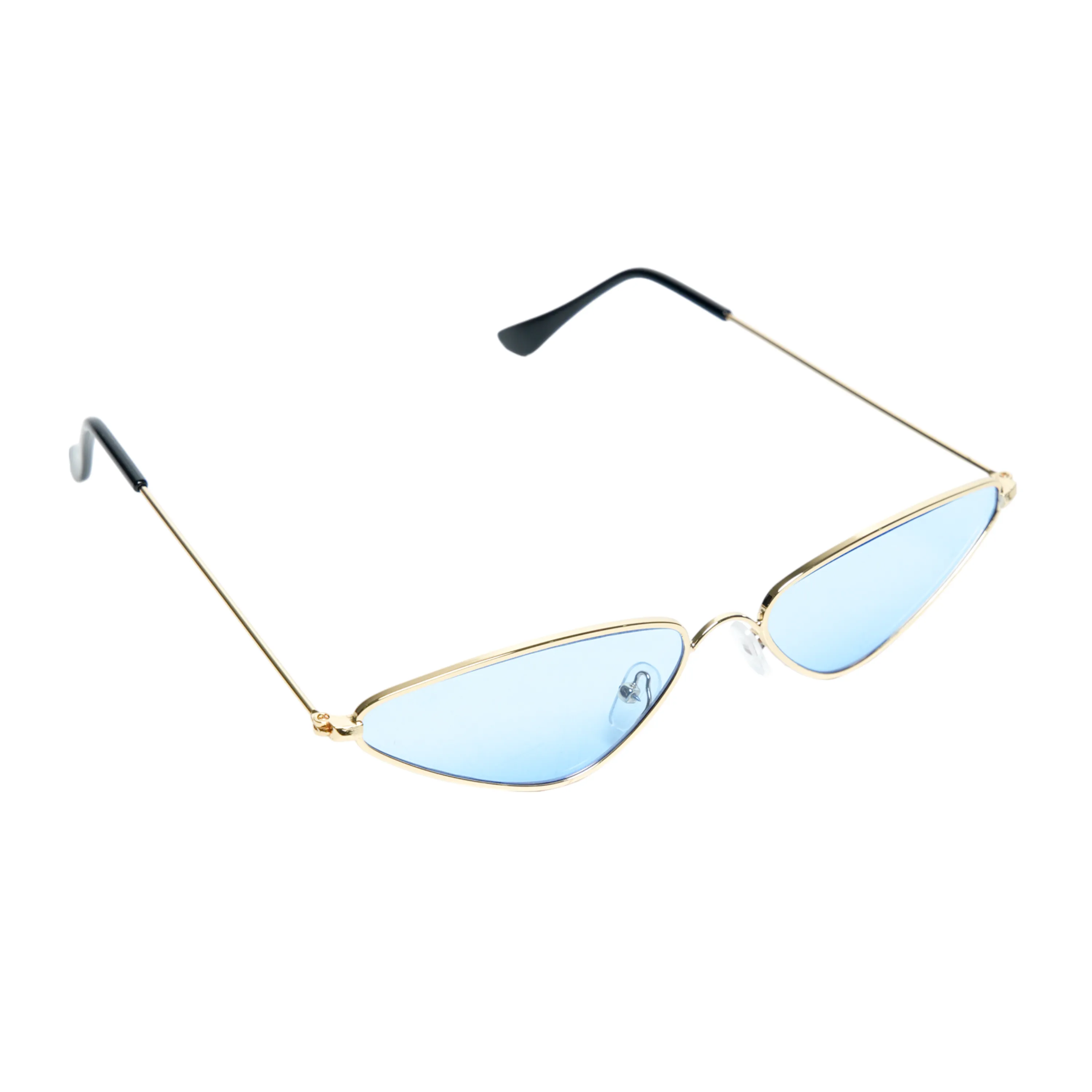 Chokore Triangular Cat-eye Metal Sunglasses (Blue & Gold)