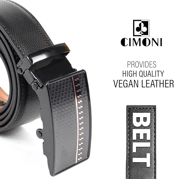 CIMONI® Premium Vegan Leather Autolock Belt for Men with Slide Buckle