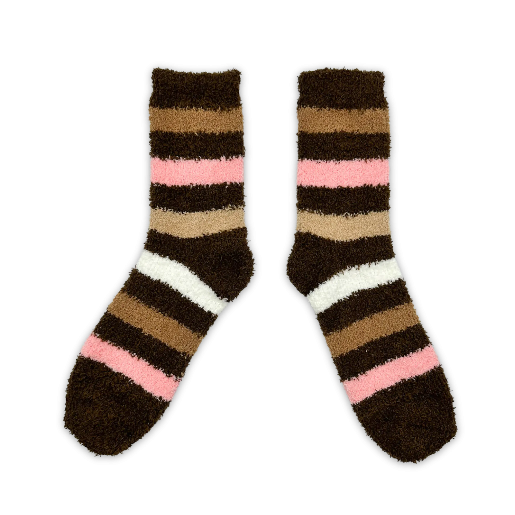 Coffee, Donuts, and Stripes 3-Pack Fuzzy Crew Socks