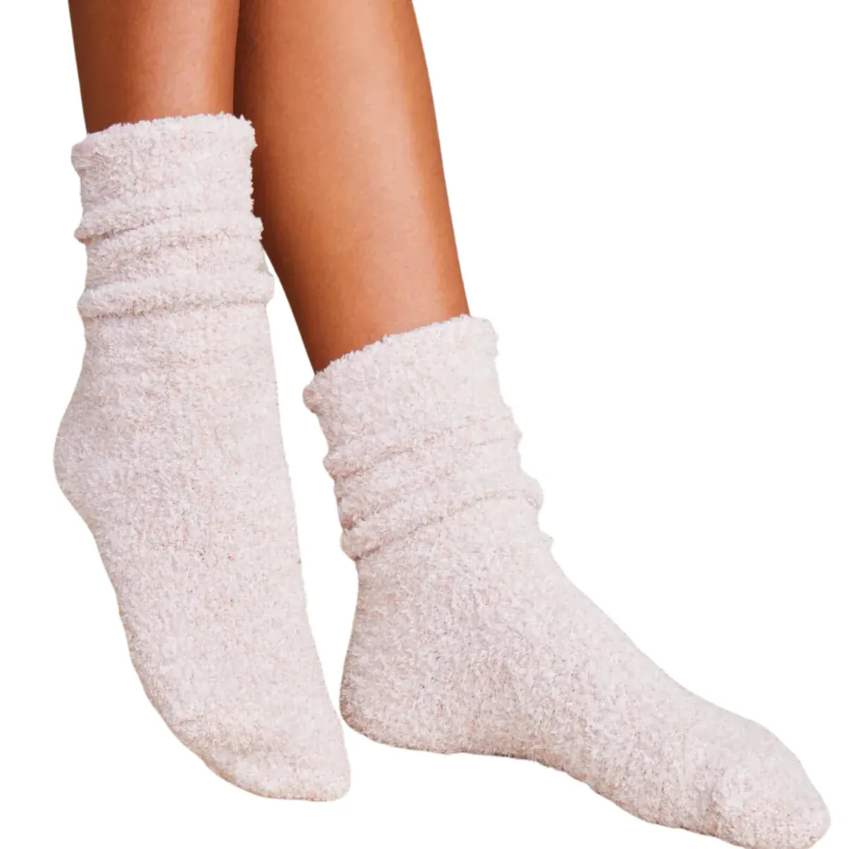 CozyChic Heathered Sock- Dusty Rose/White