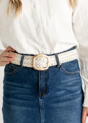 Crochet Trimmed Woven Leather Belt