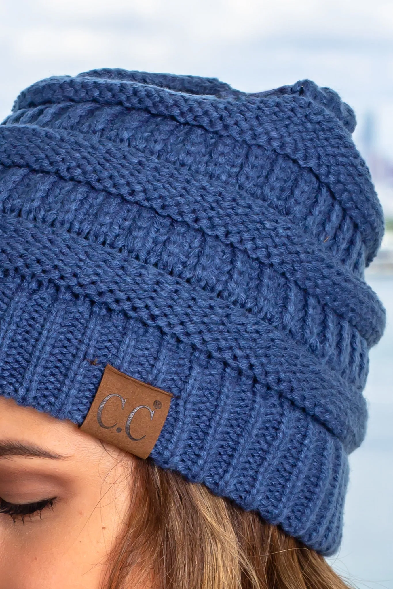 Dark Denim Knit Beanie