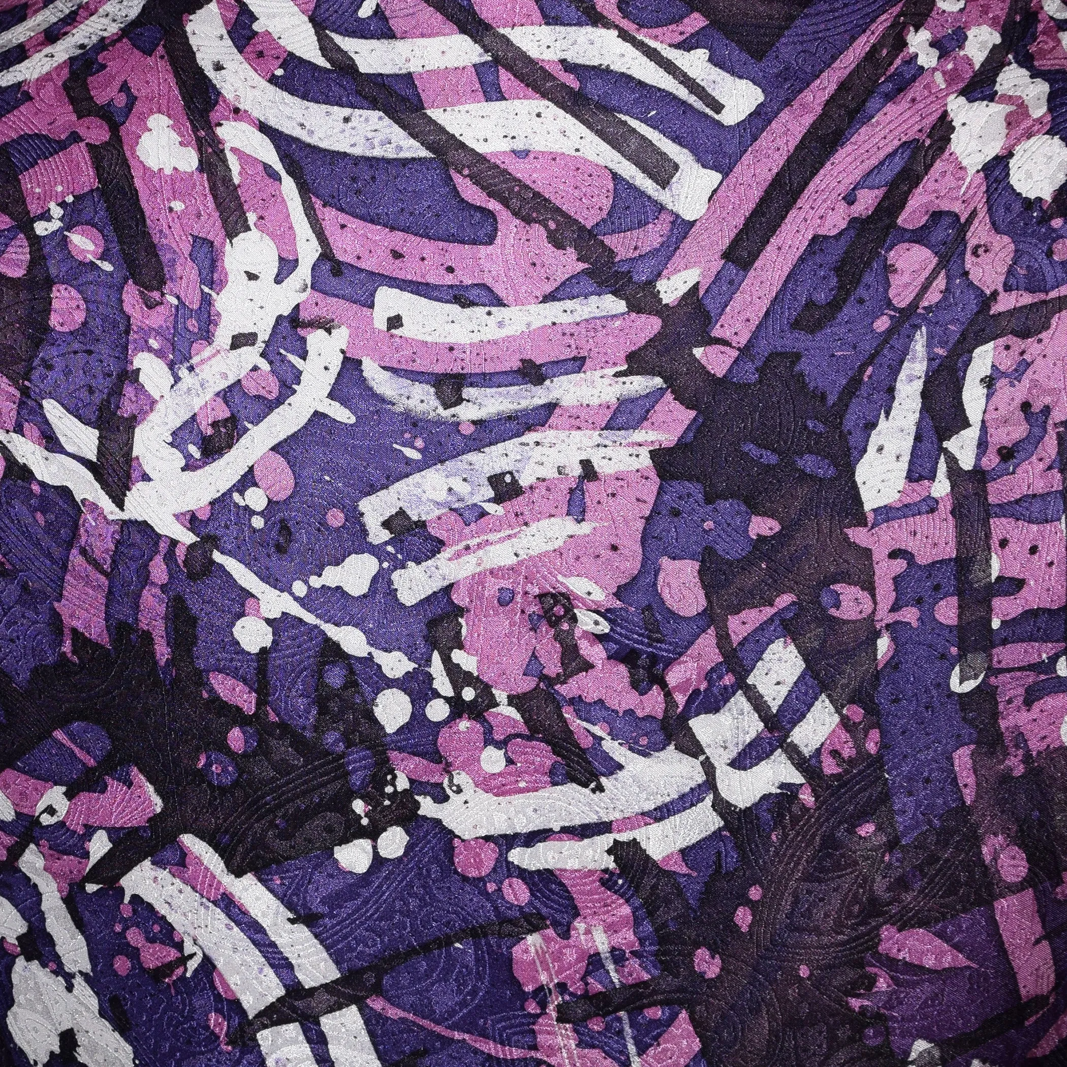 Deep Violet Abstract Hand Painted Jacquard Silk Shawl/Scarf