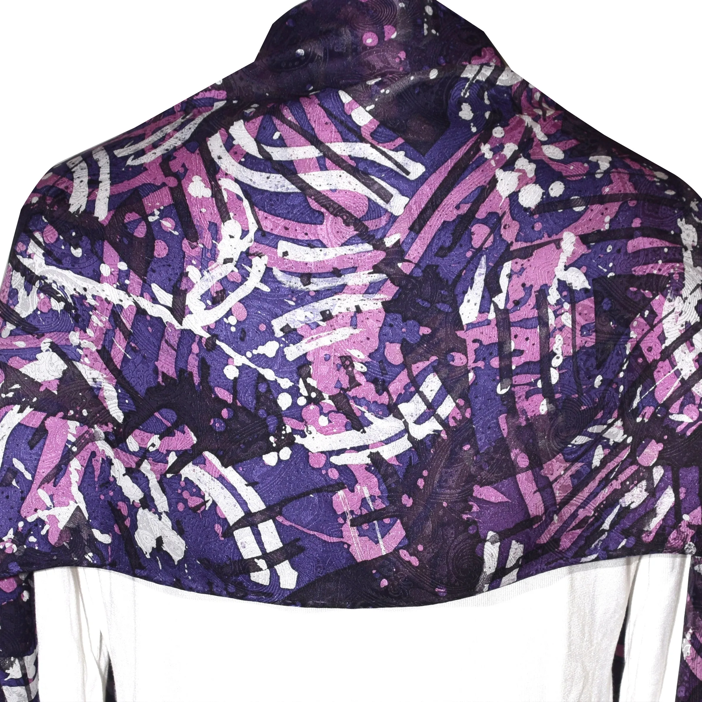 Deep Violet Abstract Hand Painted Jacquard Silk Shawl/Scarf