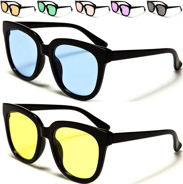 Designer Clear Coloured Lens Round Cat Eye Sunglasses for Women