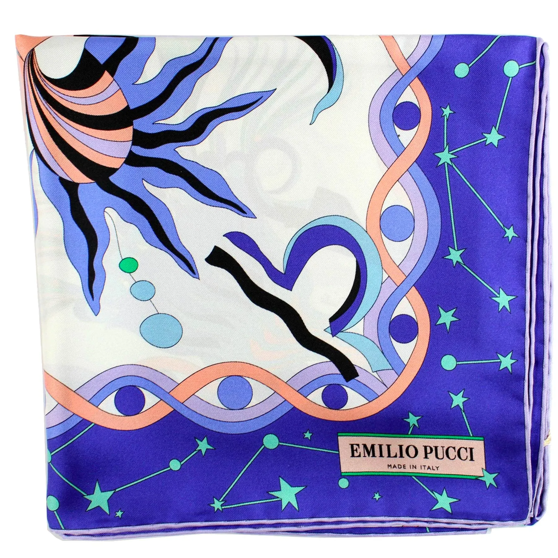 Emilio Pucci Twill Silk Scarf Purple Lilac Pink Green - Square Foulard