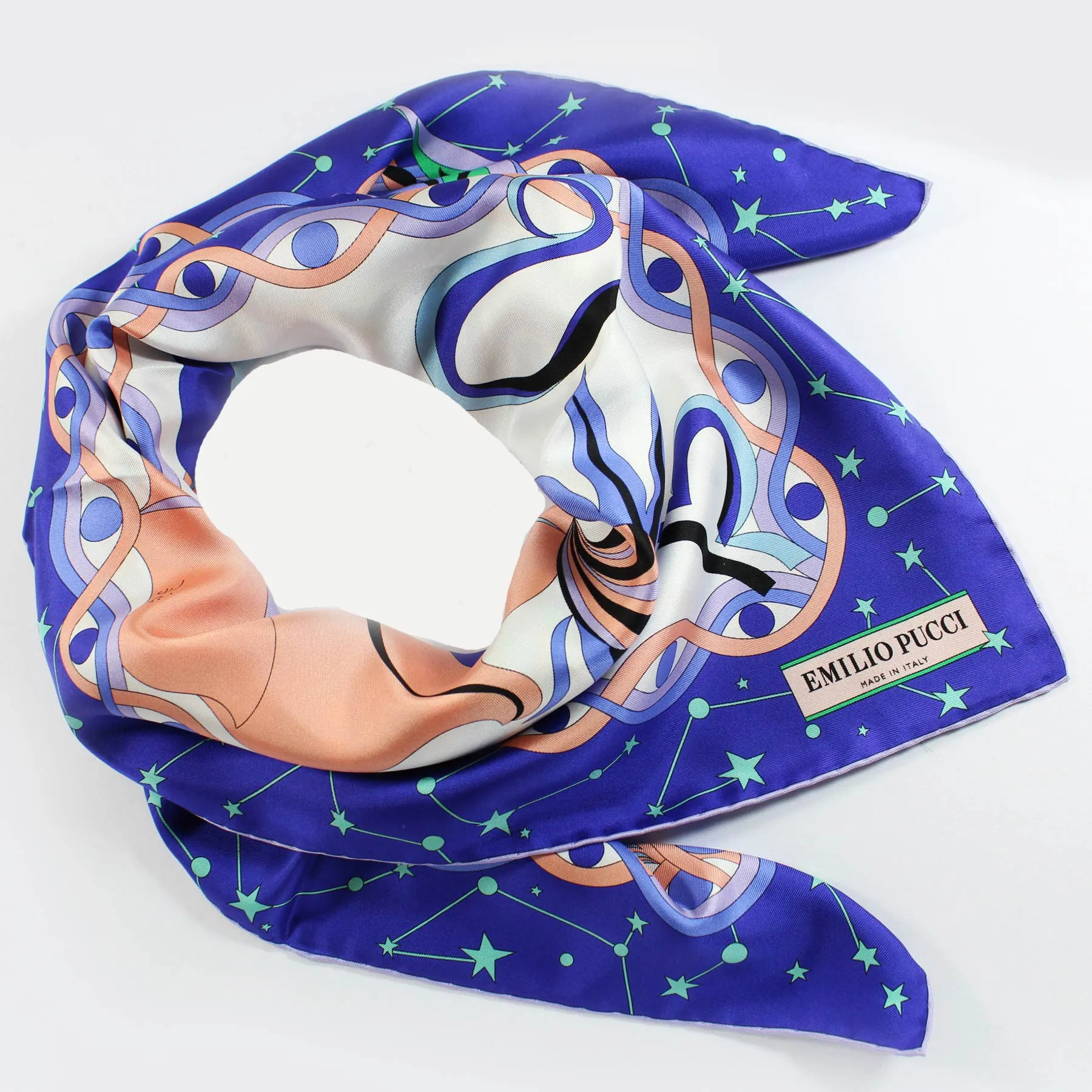 Emilio Pucci Twill Silk Scarf Purple Lilac Pink Green - Square Foulard