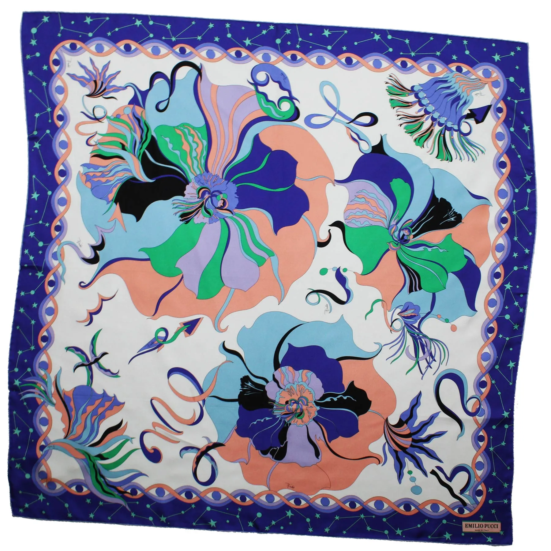 Emilio Pucci Twill Silk Scarf Purple Lilac Pink Green - Square Foulard