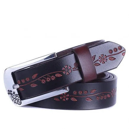 Fashion 100% Genuine Leather Women Belts Metal Pin Buckle Leather Belts For Women