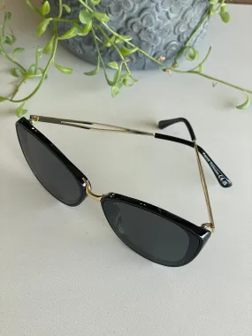 French Designer Collection Black Cat Eye Sunglasses