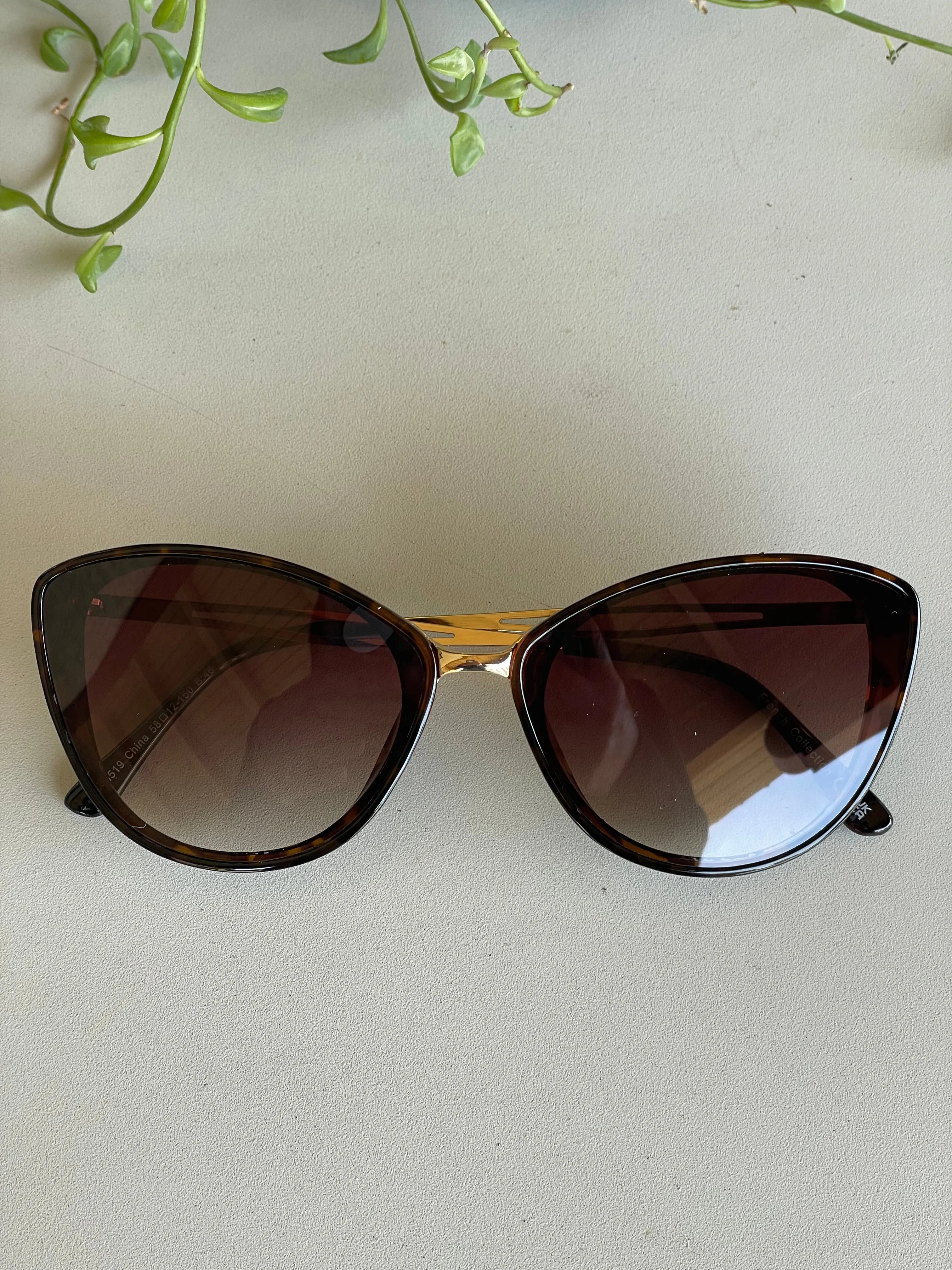 French Designer Collection Tortoise Cat Eye Sunglasses