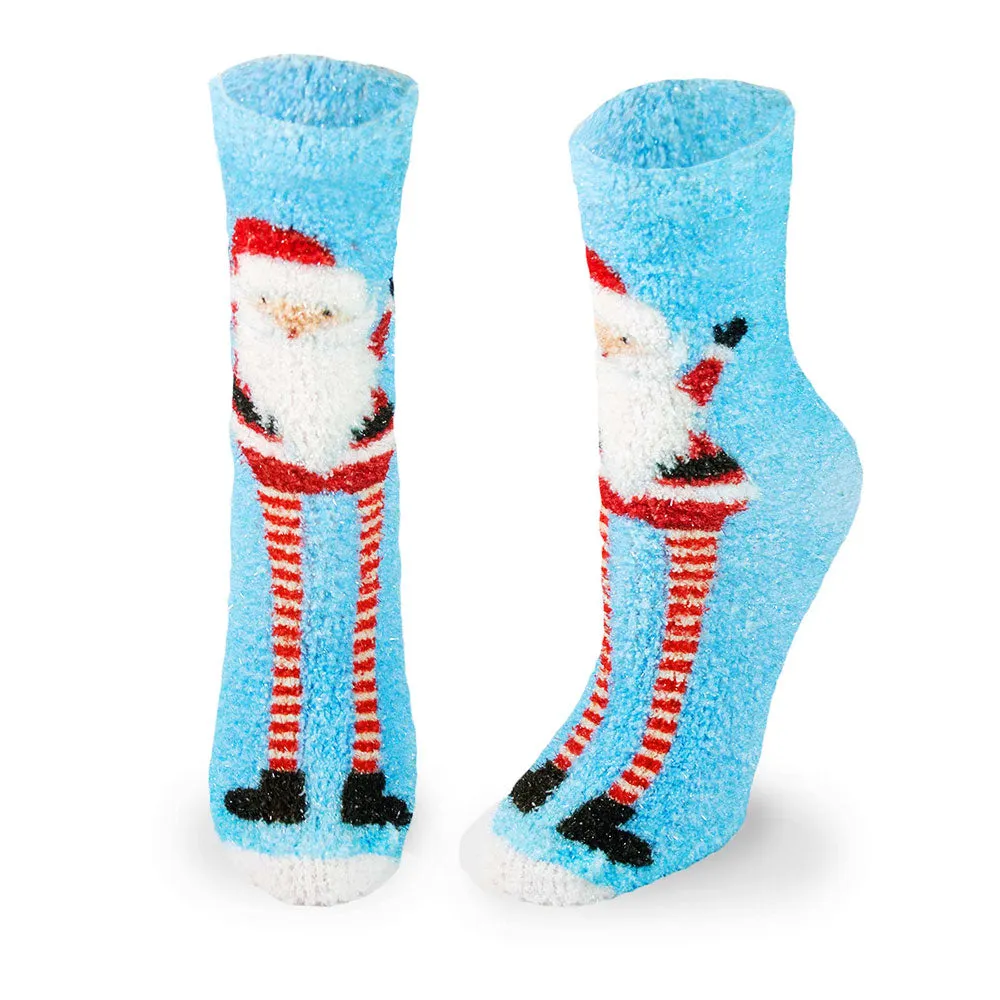 Funny Long Legs Santa Fuzzy Print Sock