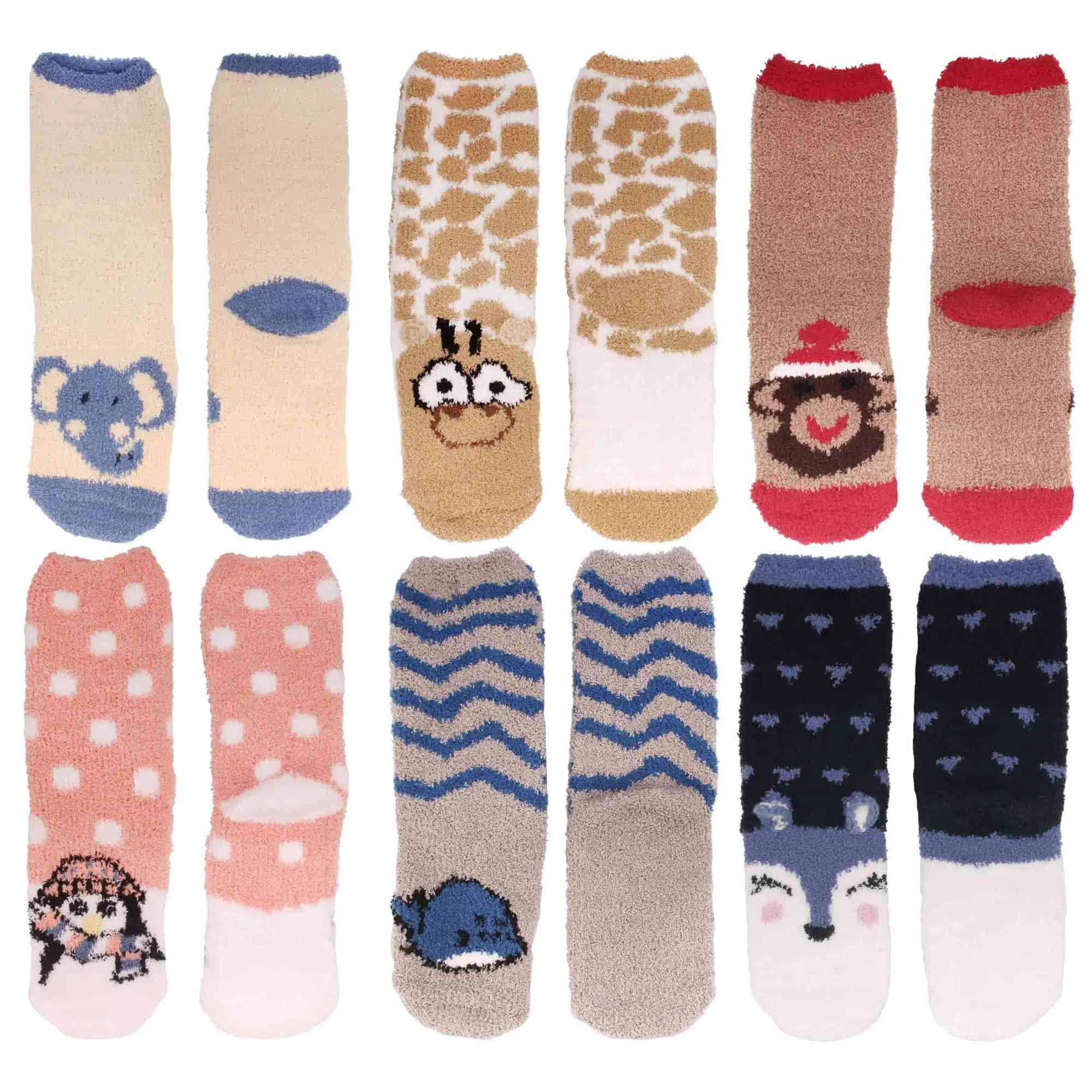 Fuzzy Cozy Microfiber Animal Socks Assortment