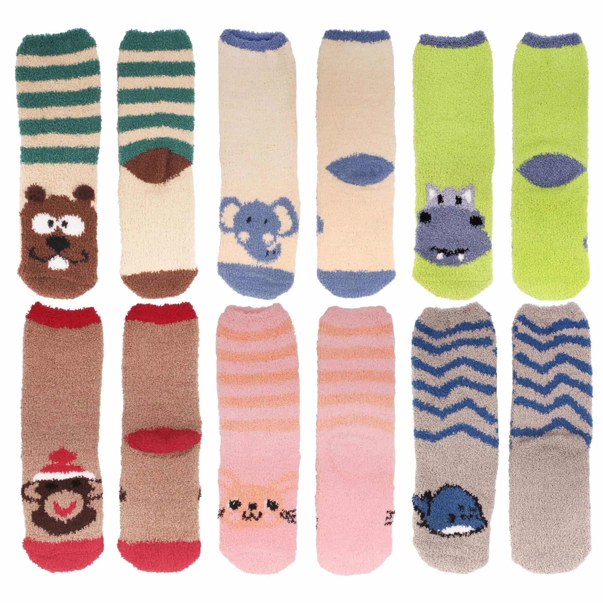 Fuzzy Cozy Microfiber Animal Socks Assortment