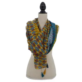 Geometric Block Print Cotton Shawl Wrap Scarf