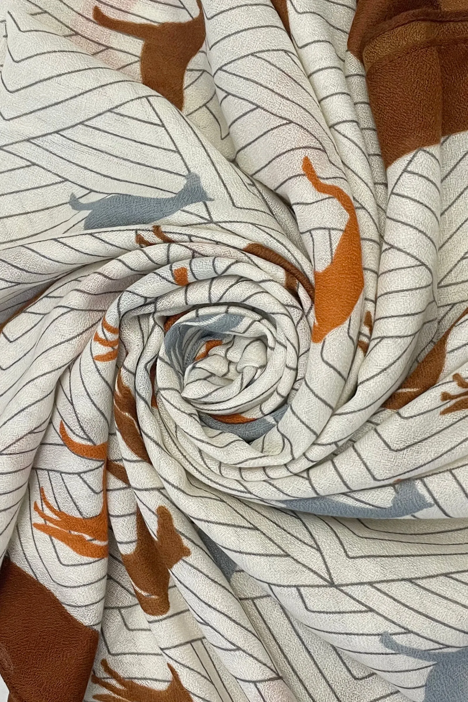 Geometric Repeat Horse Print Scarf - Brown