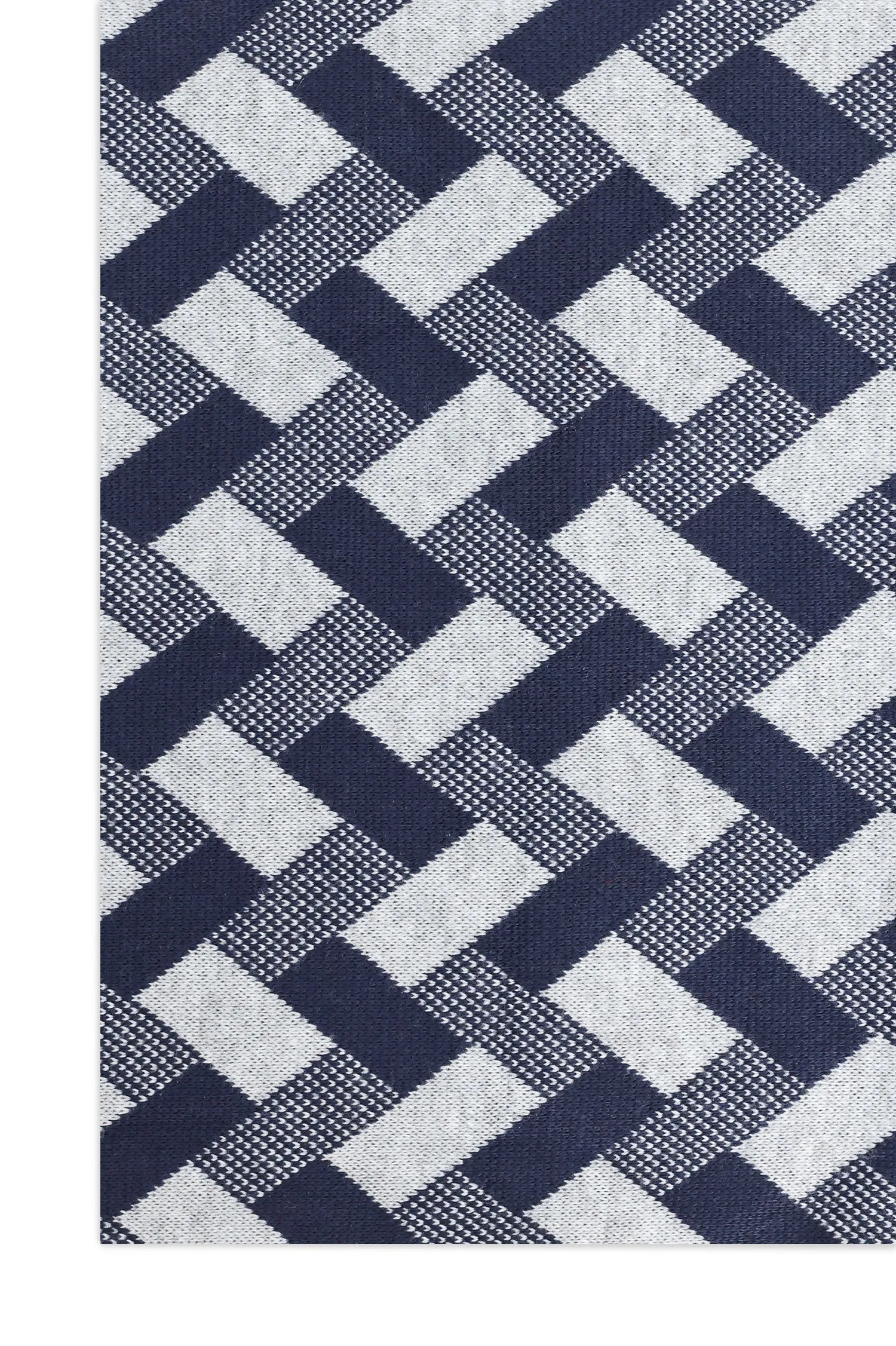 GEOMETRIC WEAVE SCARF-NAVY