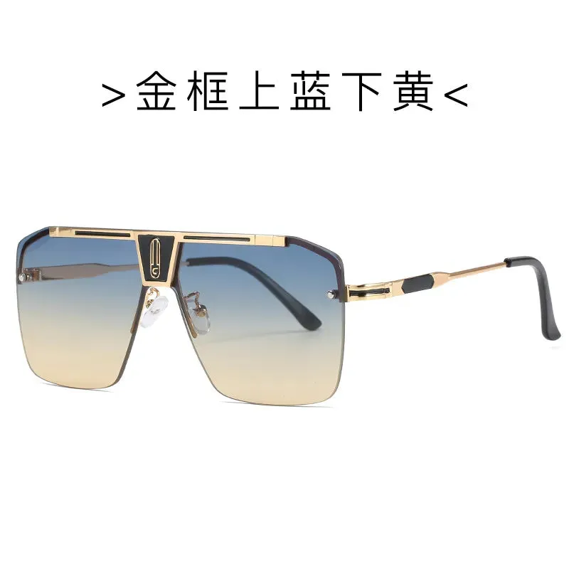 Gradient Square Sunglasses Men Women Trendy Brand Design Oversized Rimless Eyewear UV400