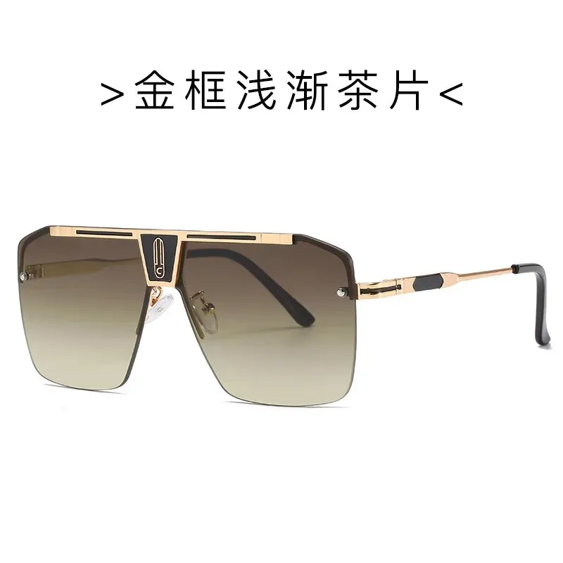 Gradient Square Sunglasses Men Women Trendy Brand Design Oversized Rimless Eyewear UV400