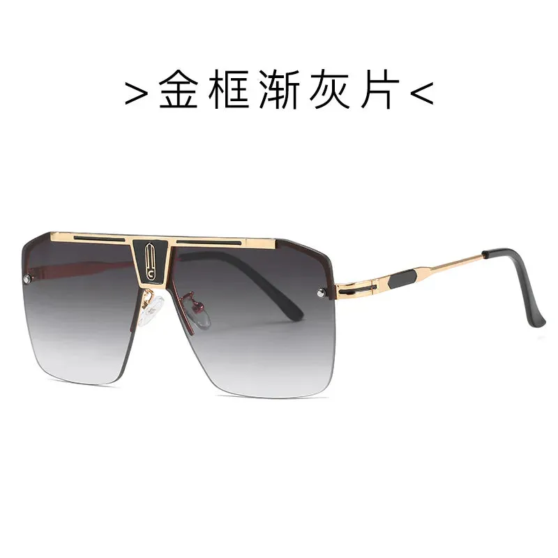 Gradient Square Sunglasses Men Women Trendy Brand Design Oversized Rimless Eyewear UV400