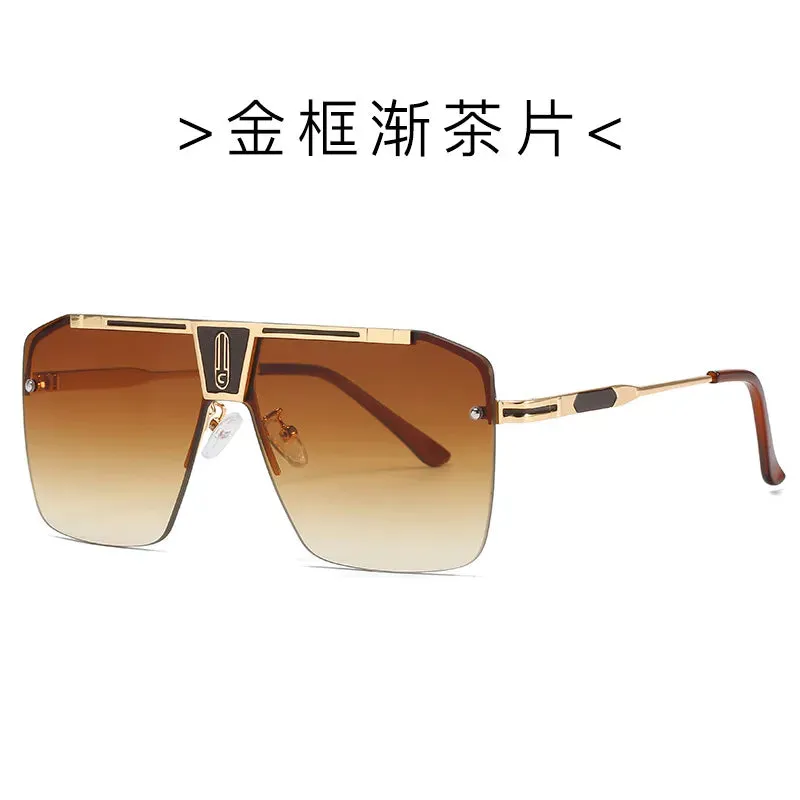 Gradient Square Sunglasses Men Women Trendy Brand Design Oversized Rimless Eyewear UV400