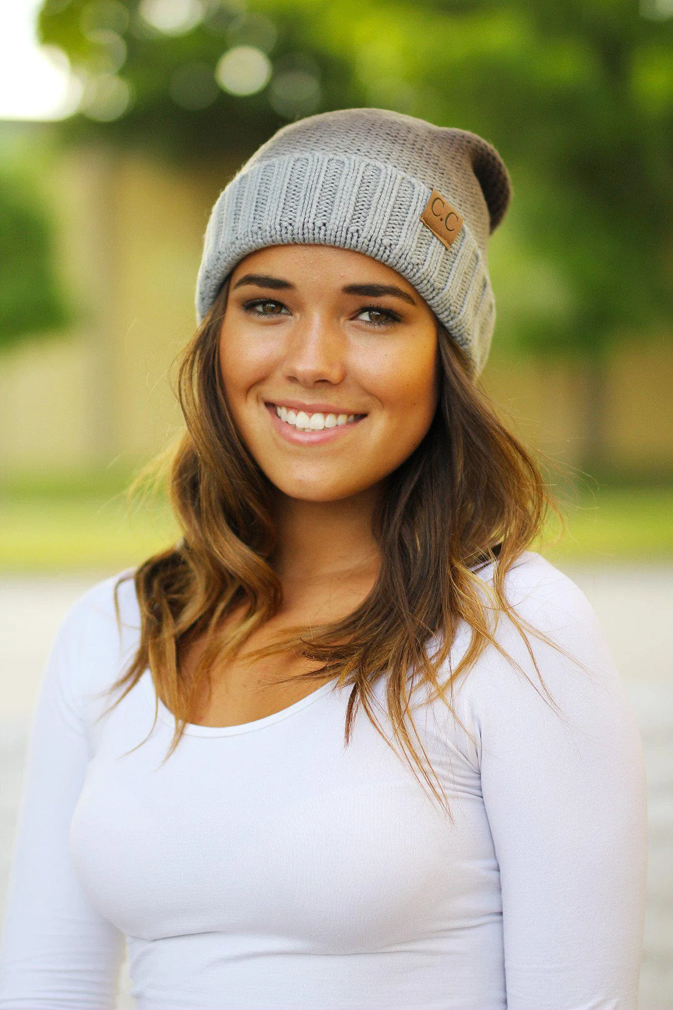 Gray Ombre Knit Beanie