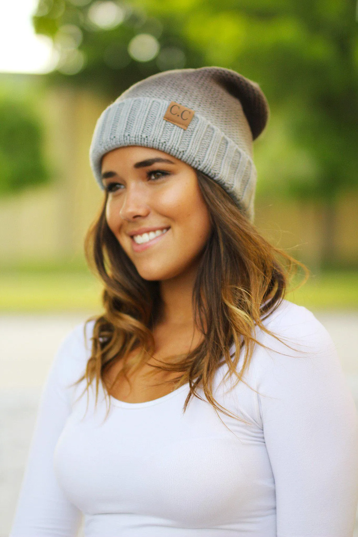 Gray Ombre Knit Beanie