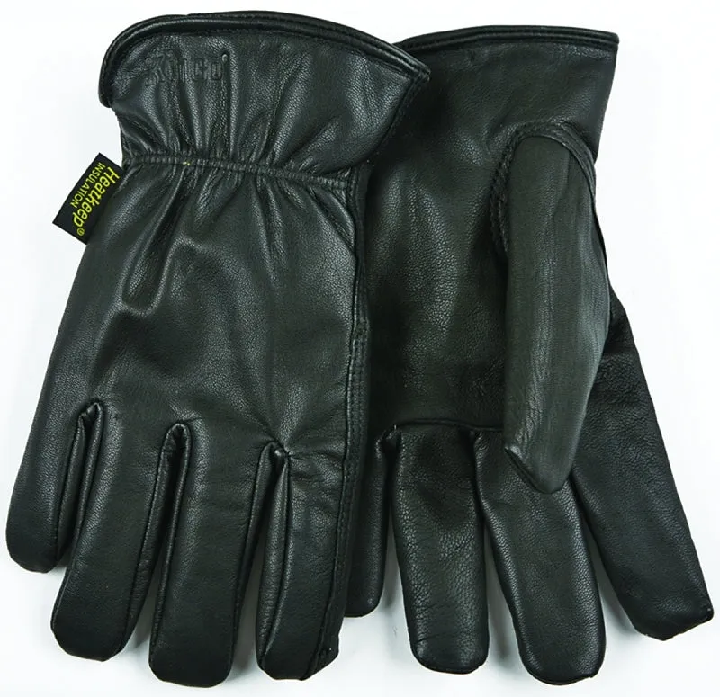 Heatkeep 93HK-L Driver Gloves, Men's, L, 10-1/4 in L, Keystone Thumb, Easy-On Cuff, Goatskin Leather, Black :PR: QUANTITY: 1