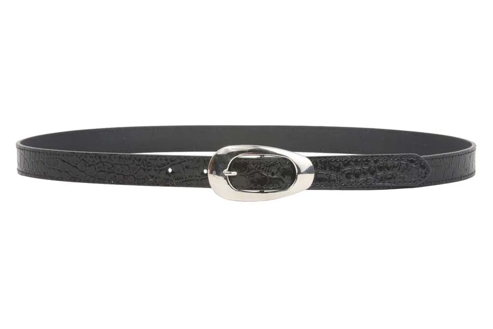 Ladies 7/8" Faux Patent Croco Print Non Leather  Belt