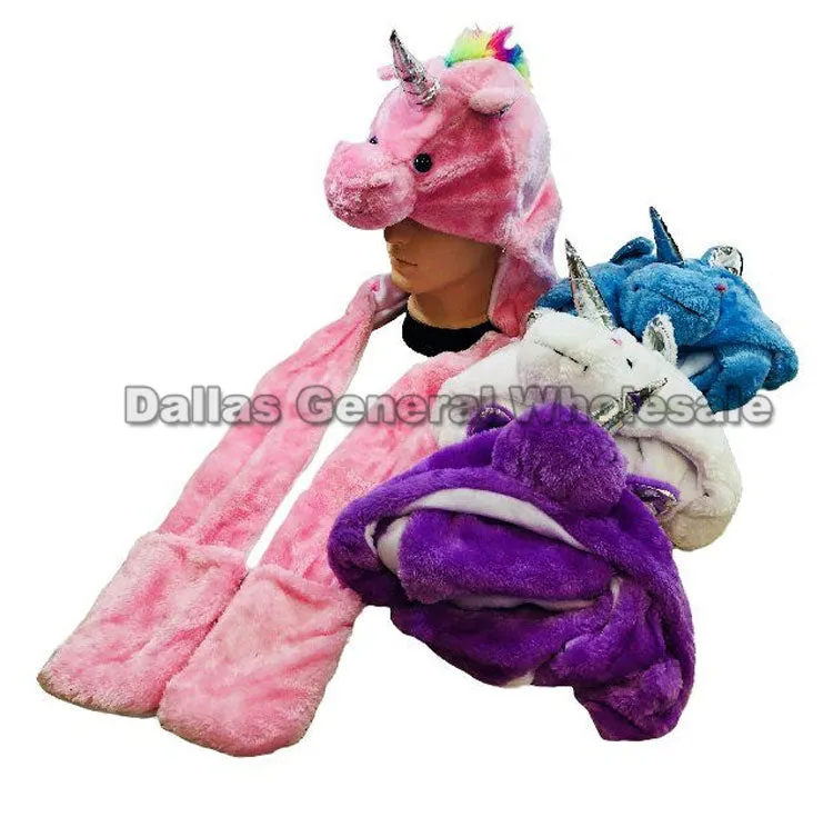 Little Girls Unicorn Fuzzy Toboggan Hats Wholesale