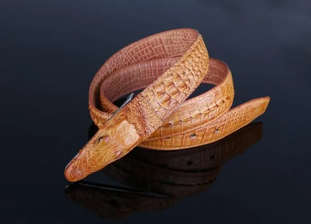 Luxury Crocodile Buckle Leather Belt