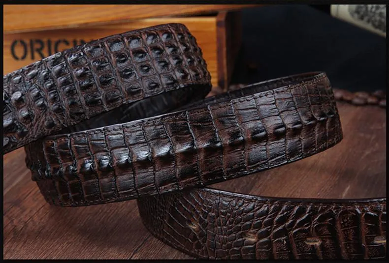 Luxury Crocodile Buckle Leather Belt