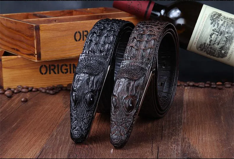 Luxury Crocodile Buckle Leather Belt