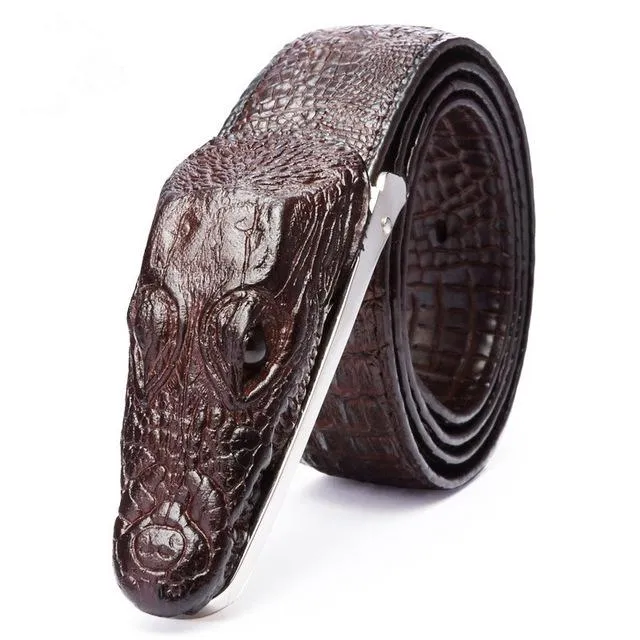 Luxury Crocodile Buckle Leather Belt