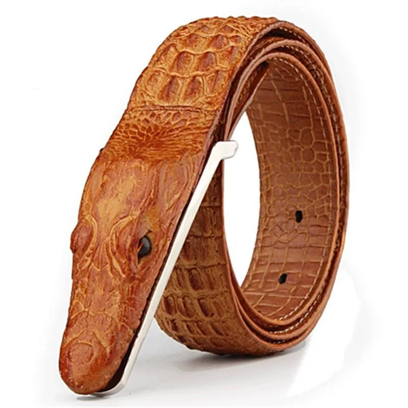 Luxury Crocodile Buckle Leather Belt