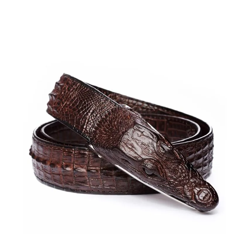 Luxury Crocodile Buckle Leather Belt