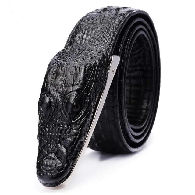 Luxury Crocodile Buckle Leather Belt