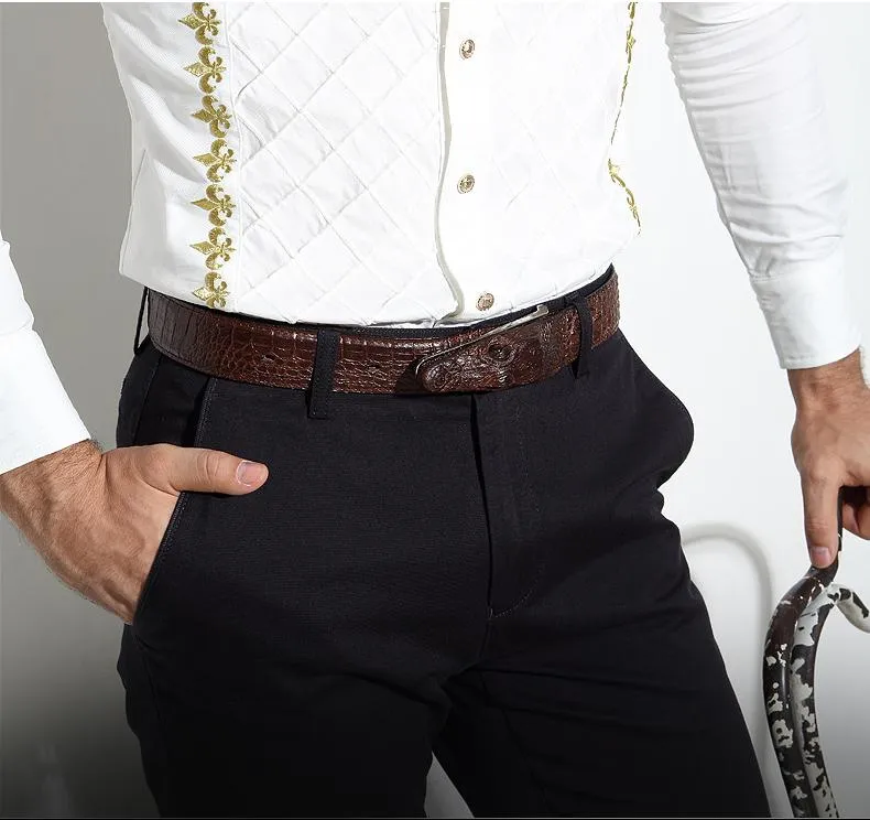 Luxury Crocodile Buckle Leather Belt